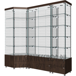 Стеклянные витрины с  тумбой с выдвижными ящиками коллекция Октава