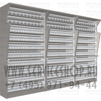 Торговая витрина для сигарет с десятью синхронизированными дверками вместе