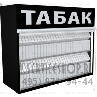 Полка для продажи электронных сигарет с двумя гравитационными полками в открытом состоянии