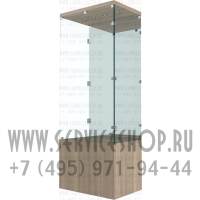 Витрина с подсветкой для двух знамён задняя стенка зеркало