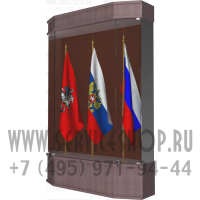 Демонстрационная витрина для трех знамен