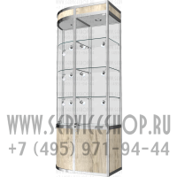 Алюминиевая витрина на тумбе с полукруглым торцом