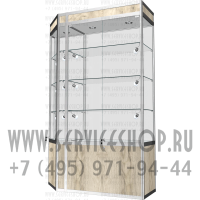 Стеклянная витрина со скошенным углом из алюминиевого профиля