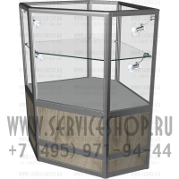 Стеклянный угловой прилавок из профиля