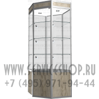 Торговая витрина шестиугольник из алюминиевого профиля с накопительной тумбой