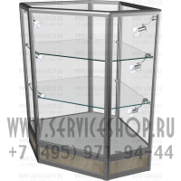 Угловой стеклянный прилавок для торговли