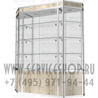 Витрина из алюминиевого профиля со стеклянными полками