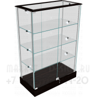 Витрина из стекла с тремя стеклянными полками