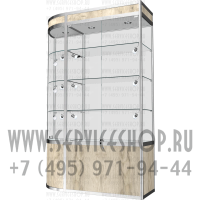 Витрина на тумбе с полукруглым завершением из алюминиевого профиля