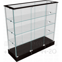 Витрина прямоугольник из стекла с тремя стеклянными полками