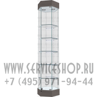 Витрина шестигранник для торговли с подсветкой Led линейками каждой полки с двух сторон