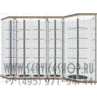 Витрины для торговли с вращающимися полками вместе