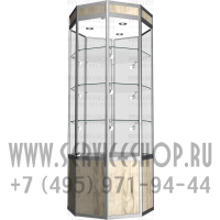 Восьмигранная торговая витрина из алюминиевого профиля с накопительной тумбой